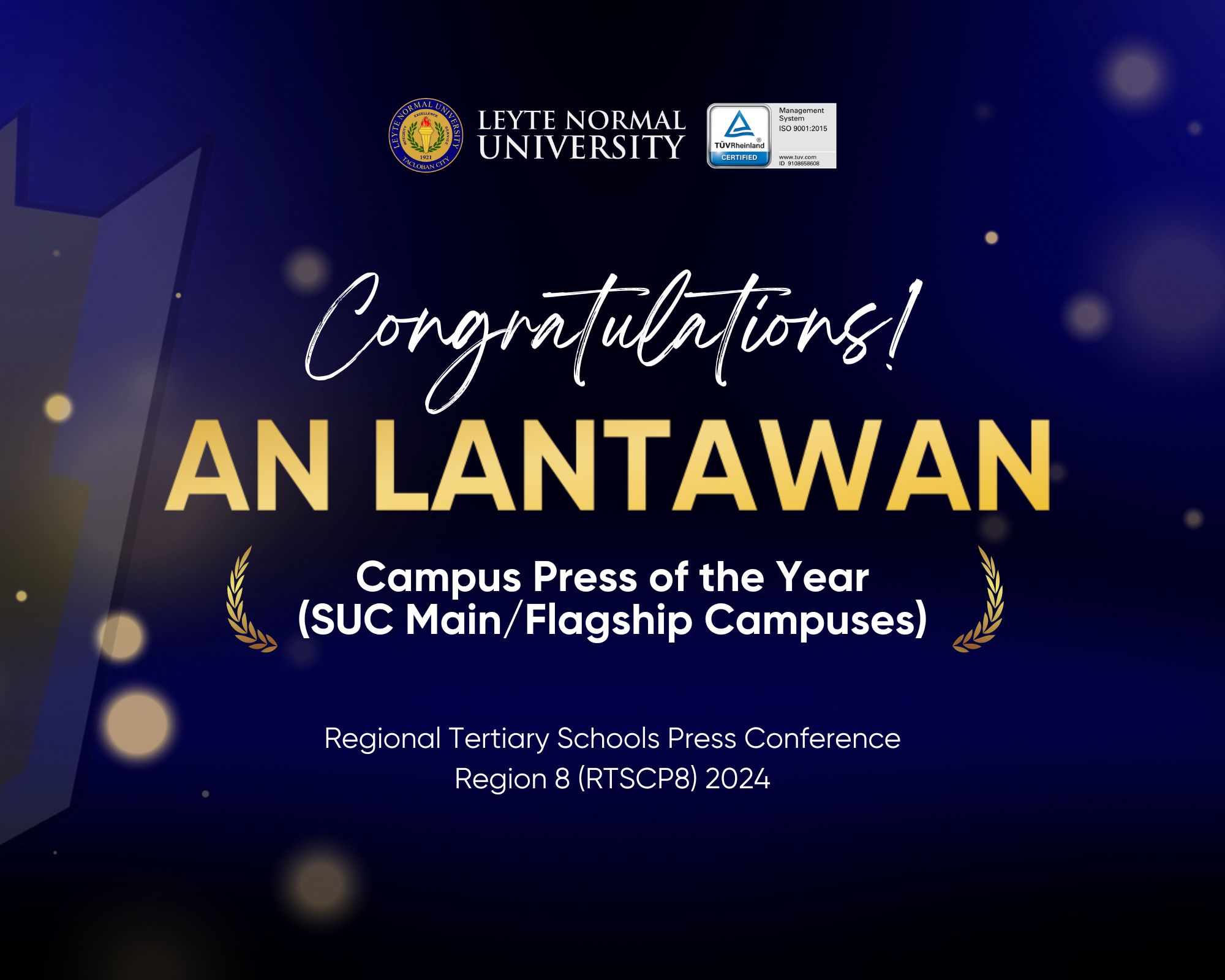 An Lantawan named Campus Press of the Year | Leyte Normal University